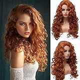 BESTUNG 24 inch Long Fox rosso capelli ricci ondulati pieno testa Halloween parrucche per le donne costume cosplay party Parrucchino sintetico wig