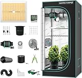 MARS HYDRO TS1000 Grow Box Kit Completo -TS 1000 dimmerabile led Lampada da Coltivazione Set completo, 1680D 80 x 80 X160cm growbox kit con set di ventilazione da 10 cm