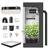 TOPRON Grow Box Kit Completo, 80x80x180cm Growbox, Set Completo di Tende da Coltivazione Idroponica 600D con Lampada LED a Spettro Completo Dimmerabile da 200W