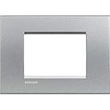 BTicino Livinglight Placca, 3 Moduli, Forma Rettangolare, Grigio (Tech)