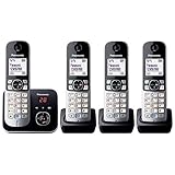 Panasonic KX-TG6824GB - Telefono cordless DECT, schermo da 4,6 cm (1,8 pollici), con segreteria telefonica, colore: Nero (importato da Germania)