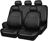 9 Pezzi Auto Set Coprisedili per Volkswagen VW Golf 5, Cuscino Del Sedile Traspirante Impermeabile in Pelle PU Fodere Auto Accessori,D/Black