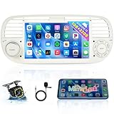 Hikity 1+32GB Android 13 Autoradio per Fiat 500 2007-2015 Radio 7 Pollici Touch Display Stereo Auto Bluetooth con Schermo WiFi Navi FM RDS Mirror Link SWC USB Telecamera di Backup