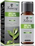 Kanzy Tea Tree Oil Puro 100%, Olio di Albero Del Tè 10ml per Viso, Corpo, Unghie, Capelli e Aromaterapia Diffusore, Tee Tree Olio Essenziale Puro