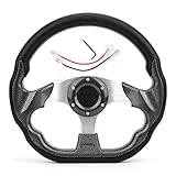 Volante da Corsa Universale, Volante Sportivo per Auto da 12,5 Pollici e 6 Bulloni, Pelle in PVC e Telaio in Alluminio Leggero con Pulsante Clacson per Auto,Stile Fibra di Carbonio