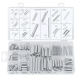 MumdoYAL Set di 200 molle assortite – Diverse molle di trazione, molle oscillanti, molle a pressione in acciaio inox e molle in acciaio inox in pratica scatola.