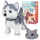 Marsjoy Husky, giocattolo per cani, regalo di Pasqua per bambini, giocattolo per cani e ragazze, giocattolo interattivo con camminare, abbaiare, coda di coda, funzione cantante