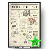 B3AL Poster di compleanno 50 anni biglietto idea regalo e decorazione gadget per compleanno nato nel 1974 vintage donna e uomo ritorno nel 1974