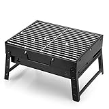 AGM Barbecue Carbone Portatile per 1-4 Persone, Barbecue Grill, BBQ Griglia in Acciaio a Carbone Pieghevole Portatile per Picnic, Viaggi, Patio o Campeggio in Giardino (40 x 27 x 20 CM)