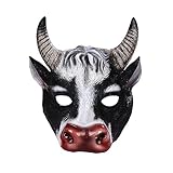 LARUISEE Maschera 3D a forma di testa di mucca, maschera a mezza faccia, per Halloween, Natale, feste, spettacoli teatrali, forniture per adulti e bambini, costume cosplay di Halloween
