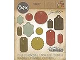 Sizzix 662423 Fustelle Thinlits Set 12 Pezzi-Etichette Regalo di Tim Holtz, Acciaio, Multicolore, 19.1x14.4x0.4 cm