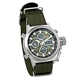 JewelryWe Orologi Sport Militare Nottilucente, Movimento al quarzo giapponese, Cinturino in Nylon Esterna Impermeabile, Orologi da uomo Digitale Multi Fuzioni, Colore Nero Verde (Verde Militare)