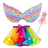 Hifot Costume Farfalla Bambina 3Pezzi Costume Fata Bambina con Bacchetta Magica Ali Farfalla Fascia per Capelli Coroncina Fiori Fata Abit