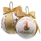 Crociedelizie, pallina di Natale con foto bimba bimbo personalizzata 8 cm Il mio primo Natale di nome oro decorazione natalizia foto personalizzabile idea regalo scatola inclusa