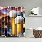 Boyouth Tenda da doccia colorata, in poliestere impermeabile, tenda da bagno con ganci moderno 70"Wx70"H Beer