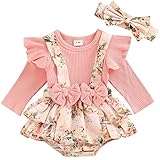 2 Pezzi Elegante Tuta Bimba Tutine Neonato Femmina Pagliaccetto Estivo Vestito Abito in Pizzo Floreale Principessa Tutu Bodysuit Tulle Battesimo Jumpsuit + Fascia Bowknot Bambino (L , 3-6 Months )