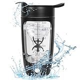 Shaker elettrico, shaker proteinshake da 600 ml, con USB, ricaricabile, shaker automatico per albumi, shaker con scomparto in polvere, adatto per frullati proteici, senza BPA, nero