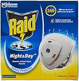 Raid Night & Day Base con Ricarica, Antizanzare e Repellente Mosche, Contiene 1 Diffusore e 1 Ricarica, Senza Profumo