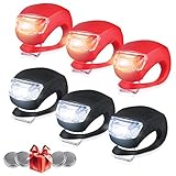 Bestlsy Set di 6 luci per bici anteriori e posteriori, luci LED in silicone con alloggiamento in silicone impermeabile, faro multiuso resistente all acqua