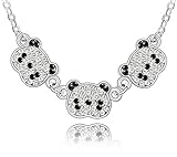 Collana  Panda , decorata con cristalli scintillanti di Swarovski®, colore: oro bianco 18 carati