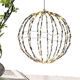 Luci sferiche natalizie per esterni | Sfere luminose pieghevoli 3D | Lampada a di Natale per albero, grande da appendere con struttura in ferro, lampada a globo per la decorazione del Dubbulon