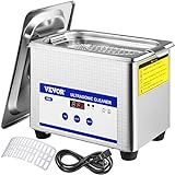 VEVOR Pulitore a Ultrasuoni 0.8L in Acciaio Inox 304 Pulitori ad Ultrasuoni Digitale con Riscaldatore Timer per Gioielli Orologio Occhiali Circuito Bordo Dentiere Strumento Dentale 220V, blu