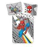 Jerry Fabrics Marvel Spiderman - Set di 2 lenzuola, 140 x 200 cm, 70 x 90 cm, 100% cotone, multicolore