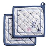 Maison d  Hermine Faience - Set di 2 presine in 100% cotone, per barbecue, cottura, forno, microonde, grigliate, primavera/estate, Pasqua, (20 x 20 cm)