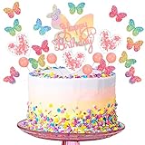 Smilcloud 19 Pezzi Cake Topper Farfalla Buon Compleanno, per Torte, Fatto a Mano,Decorazioni Bimbo, Bambini,Happy Birthday