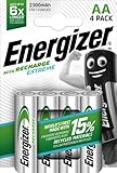 Energizer Batterie Ricaricabili AA, Recharge Extreme, Confezione da 4