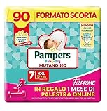 Pampers Baby Dry Mutandino & Fit Prime XXL, Formato Scorta, 90 Pannolini, Taglia 7 (17+ Kg), 1 mese di palestra online in Omaggio