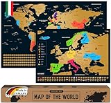 envami® Mappa del Mondo da Grattare-Cartina Mondo- Italiano -Più Mappa Europea -68 X 43 CM- Mappamondo da Grattare - Scratch off Map - Mappa da grattare - Cartina Geografica Mondo da Grattare
