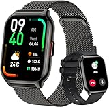 Popglory Smartwatch, Uomo Donna Effettua/Risposta Chiamate Orologio, 100+ modalità Sportive Fitness, SpO2/Pressione Sanguigna/Sonno Monitor, 24H Cardiofrequenzimetro, Compatibile con iOS/Android