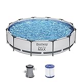 Bestway® Steel Pro MAX™ - Set piscina fuori terra con pompa filtrante, diametro 366 x 76 cm, rotonda, colore grigio