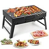 Uten Barbecue Portatile a Carbone, Mini Barbecue per 1-4 Persone, Griglia Pieghevole, L acciaio Inossidabile Rinforzato è più Resistente, Barbecue da Tavolo, Giardino Terrazza Campeggio Picnic