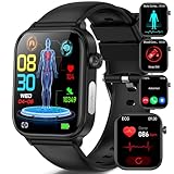 Smartwatch Uomo ECG+HRV/Acido Urico/BMI/Sonno, 1.96  𝐆li𝐜𝐞𝐦𝐢𝐚 Orologio con Funzione Telefono, 24h Frequenza cardiaca SPO2 Pressione Sanguigna Temperatura Corporea Monitoraggio Per Android/iOS