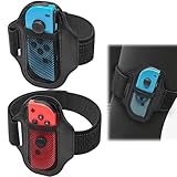 Pewcay 2 Pcs Switch Sangles de Jambe pour Nintendo Switch Sports/Ring Fit Adventure - Élastique Réglable Bande de Jambe Accessoires pour Switch Nintendo OLED/Joy Cons Switch - Noir