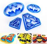 ilauke Set 4 di Superman Batman Supereroi Tagliabiscotti Stampini Tagliapasta per Biscotti Torta Sugarcraft Decorazioni, Blu