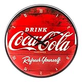 Nostalgic-Art 51074 - Orologio da Parete con Logo Coca-Cola Refresh Yourself, 31 cm, Rosso, metallo