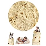 Wenosda Coperta per burrito Coperte di tortiglia Coperte rotonde per alimenti Wrap Beach per divano letto per quattro stagioni all aperto (152 cm / 60 pollici) (Stile Pancake Giallo)