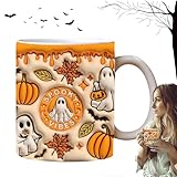 leryveo Tazza fantasma di Halloween, tazza da caffè in ceramica di Halloween | Tazza da caffè di Halloween,Tazza da caffè con motivo fantasma di Halloween per vino, whisky, succo di frutta