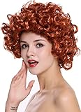 WIG ME UP - 91074-ZA131 Parrucca Donna Carnevale Lunghezza Media Ricci Fitti Riccia Rosso Anni 80