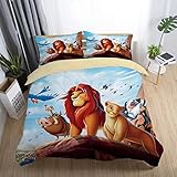 Rmooaceo® Set di Biancheria da Letto 3D per Bambini - Leone Animale del Fumetto - (Singolo: 135 X 200 Cm) Set Copripiumino Stampato Set Lenzuola Lenzuola Twin Full Queen King + 2 Federa 50 X 75 Cm