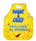 STAMPATEK Grembiule Papà da Cucina Papà Chef Migliore al Mondo per la Regalo festa del papà idee regalo uomo compleanno, Grembiule Cucina Papà, Idee regali Divertenti