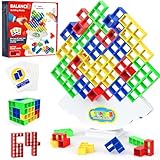 Tetra Tetris Tower, 64 Pcs Giochi da Tavolo Adulti Bambini Equilibrio Stack Attack Puzzle 3D Balance Game Interattivi Educativi Montessori Gioco, Regalini Festa Compleanno Natale Bambini Invitati