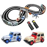 Jurassic World Set Pista per Auto da Corsa Elettrica 102011JW con 2 Slot Car, Dinosauro e Accessori, Jurassic Park Giocattoli per Bambini - Pista da 2,4 M/7,9 Piedi per Bambini (Dino Chase)