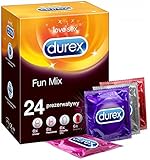 Durex Fun Mix Preservativi - Diverse varietà per momenti emozionanti, la contraccezione divertente, confezione da 24 pezzi