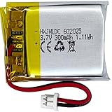 Batteria ricaricabile al polimero di litio CC 3.7V 300mAh 602025, adatta per prodotti elettronici fai da te 3.7-5V con sostituzione della batteria a 2 fili incorporata e luci LED