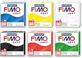 Staedtler - Blocco normale Fimo Soft, pasta da modellare, 57 g (set di colori di base: nero, bianco, giallo, blu e rosso