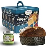 La Bevanda Del Re - Panettone Artigianale Al Pistacchio, Con Crema al PISTACCHIO, Panettone 1Kg, Crema 200g, Con Spatolina e Zucchero a Velo